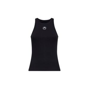 Marine Serre Women Black Ribbed Jersey Moon Logo Tank Top
